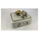 Ceramic trinket box filled with pink aroma stones