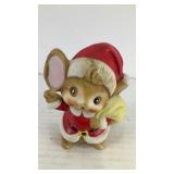 Ceramic Santa mouse figurine 4' x 3' x 2'