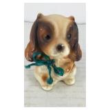 Small ceramic spaniel dog figurine w/ bow