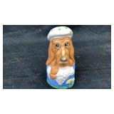 Dog in soapy tub porcelain bell 4.5' x 2'