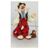 ENESCO Ceramic clown w/ monkey 5' T