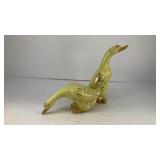 (2) ceramic geese figurines in cream and gold