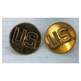 (2) 1' brass U.S. collar pins