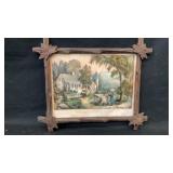 Vintage framed print of 'The Old Oaken Bucket'