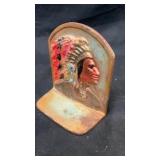 Cast iron Native American head bookend