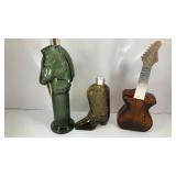 (3) Avon bottles; Pony Post, Cowboy Boot & Guitar