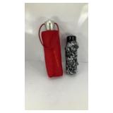 (2) Totes umbrellas; (1) red & (1) black & white