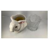 (2) Avon Candle Holders, Rabbit & Floral