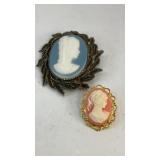 (2) Vintage cameo brooches