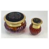 (2) Avon Petit-Point floral tapestry bottles
