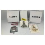 (2) Christmas Tree pins & (1) Snowman ornament