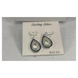 (1) pair Sterling Silver/Crystal Teardrop Earrings