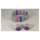 Avon 1980s Pastel Parfait Bracelet & Earrings Set