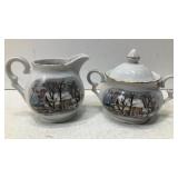 Currier & Ives 1977 Grist Mill Sugar / Creamer