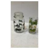 John Deere glass tumbler & glass jar w/ lid