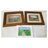 (2) Framed Art by Terry Downs & (1) Watercolor Art