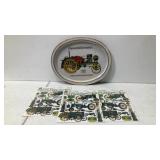 (3) John Deere sticker packs & Waterloo Boy plate