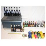 COLEMAN COOLER, VINTAGE BEER BOTTLES, & MISC.