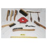 GROUP OF WIRE BRUSHES, WELDING HAMMERS, & MAGNET