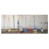GROUP OF BROOMS & MISC.