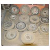 GROUP OF MISC. TIRES WITH MISC. 8 LUG WHEELS