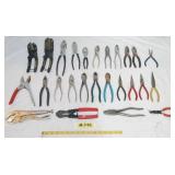 LARGE GROUP OF PLIERS & MISC.