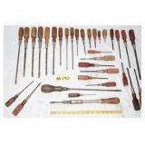 GROUP OF MISC. WOODEN HANDLED SCREW DRIVERS