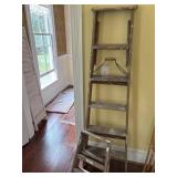 6FT WOODEN LADDER AND 2FT STEP STOOL