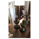 PAIR OF ANTQ. ORNATE OIL LAMPS