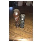 2 AFRICAN TRIBAL HEAR BUST FIGURINES, SMALL