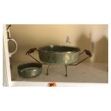 VNTG. MCM GLASS CHIP AND BOWL SET