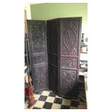 3 PANEL WOOD HAND CARVED ROOM DIVIDER