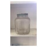 LIDDED ANTIQUE GLASS JAR