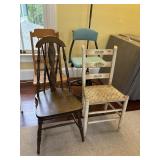 2 DINING CHAIRS, 1 SWIVEL CHAIR & 1 ROCKING CHAIR