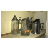 LOT OF ASST. GLASS LIDDED BEER STEINS