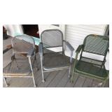 3 METAL & WOOD HANDLED FOLDING CHAIRS