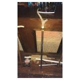 WOOD CANE WITH ANTLER HANDLE