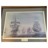 FRAMED NEWPORT 1986 SEASCAPE, TALLSHIPS, 32X26