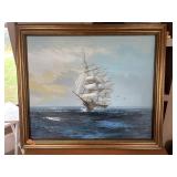 SHIPSCAPE  SIGNED, FRAMEDOIL IN CANVAS