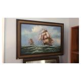 FRAMED/SIGNED SAILBOAT OIL ON CANVAS