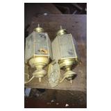 2 WALL MOUNT BRASS AND GLASS LIGHTS