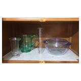 SHELF OF ASST GLASSWARE