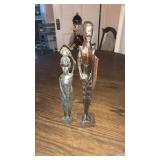2 WOOD CARVED AFRICAN FIGURINES