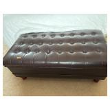 LEATHER OTTOMAN W STORAGE, 44X22X16