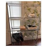 5 TIER 6FT ROLLING STORAGE SHELF AND CONTENTS