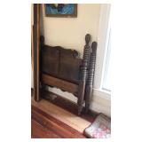 ANTIQUE WOOD 4 POSTER BED W RAILS, TWIN