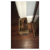BOX OF ASST. WOOD CUPS AND CLOCK