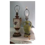 2 DECORATIVE PORCELAIN SIDE TABLE LAMPS