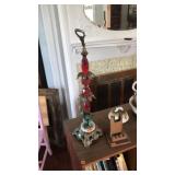 VNTG. BRASS AND RUBY GLASS CHERUB STAND