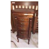 QUEEN ANNE STYLE JEWELRY BOX AND CONTENTS, 40IN L